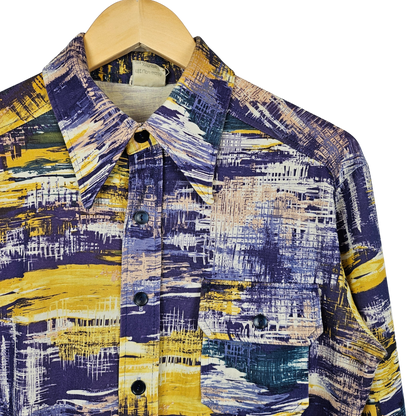 Blue and Yellow Graphic Print Shirt