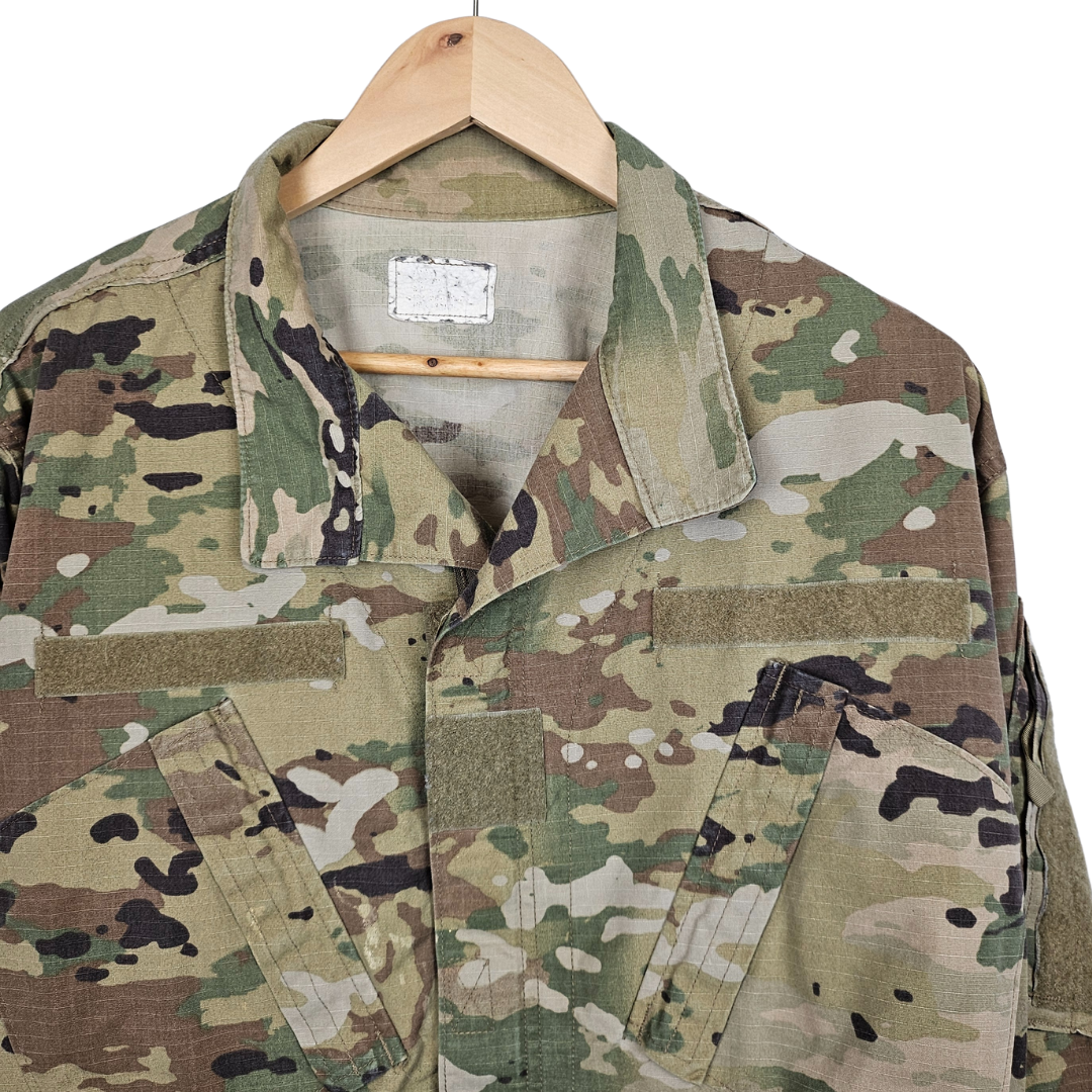 Military Army Camo Jacket with Velcro Patches - L