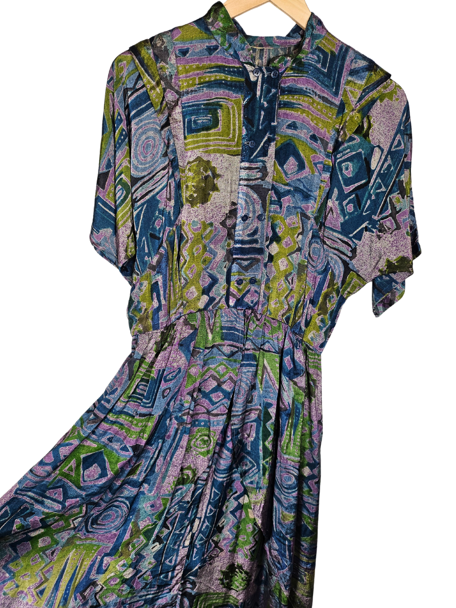 80's Retro Pattern Longline Dress