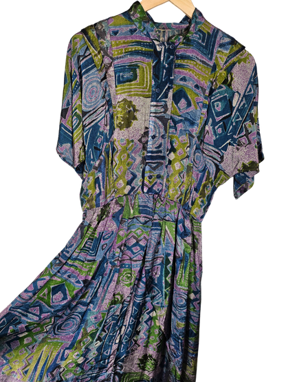 80's Retro Pattern Longline Dress