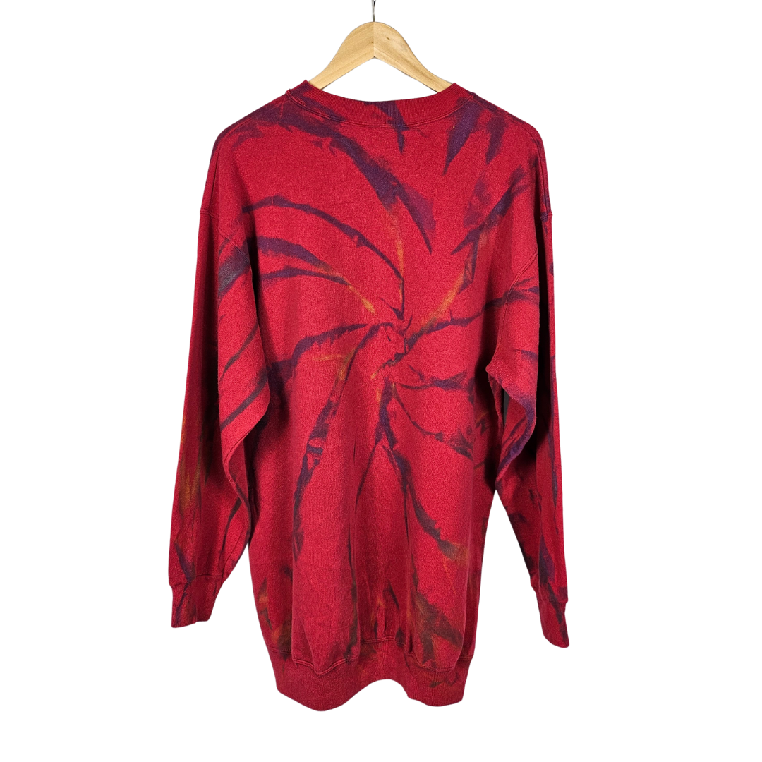 Sweatshirt Company Red Tie Dye Pattern Sweatshirt - L