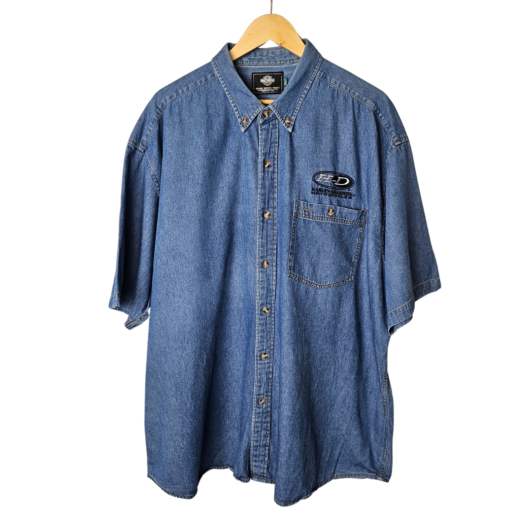 Harley Davidson Denim Short-Sleeved Shirt - XXL