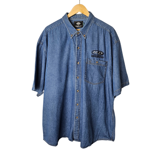 Harley Davidson Denim Short-Sleeved Shirt - XXL