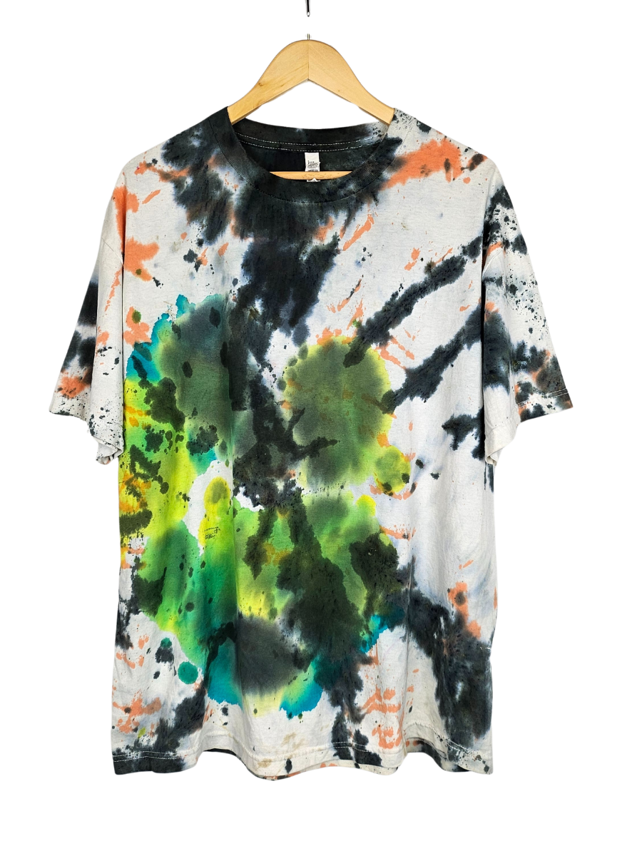 Green Multi-Coloured Tie Dye T-Shirt - XL