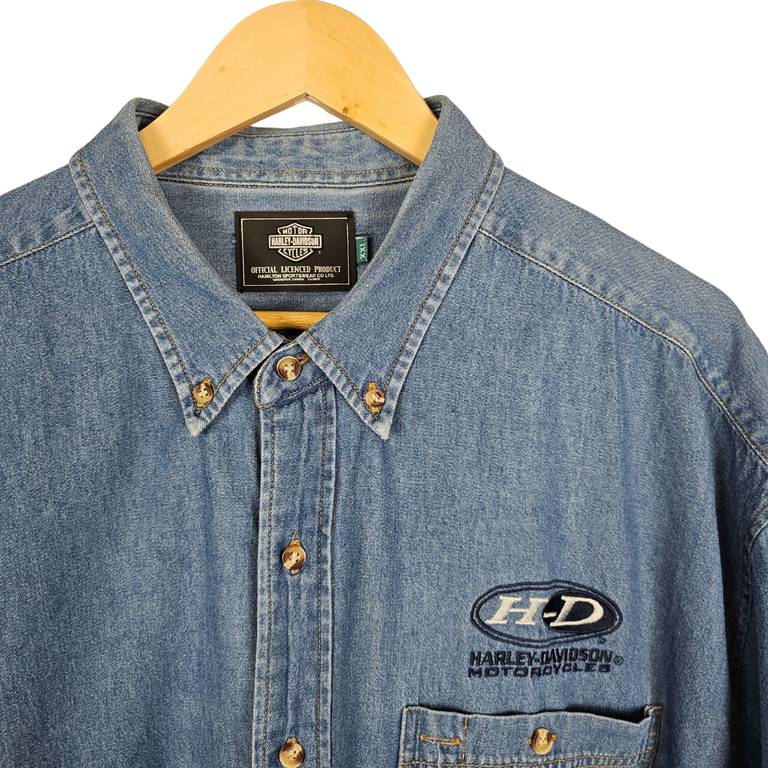 Harley Davidson Denim Short-Sleeved Shirt - XXL