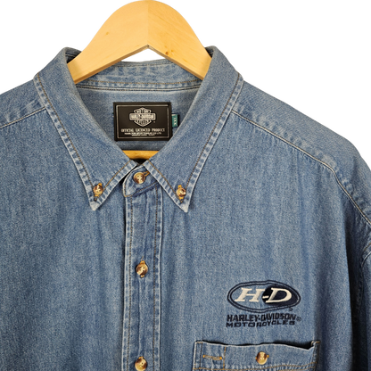 Harley Davidson Denim Short-Sleeved Shirt - XXL