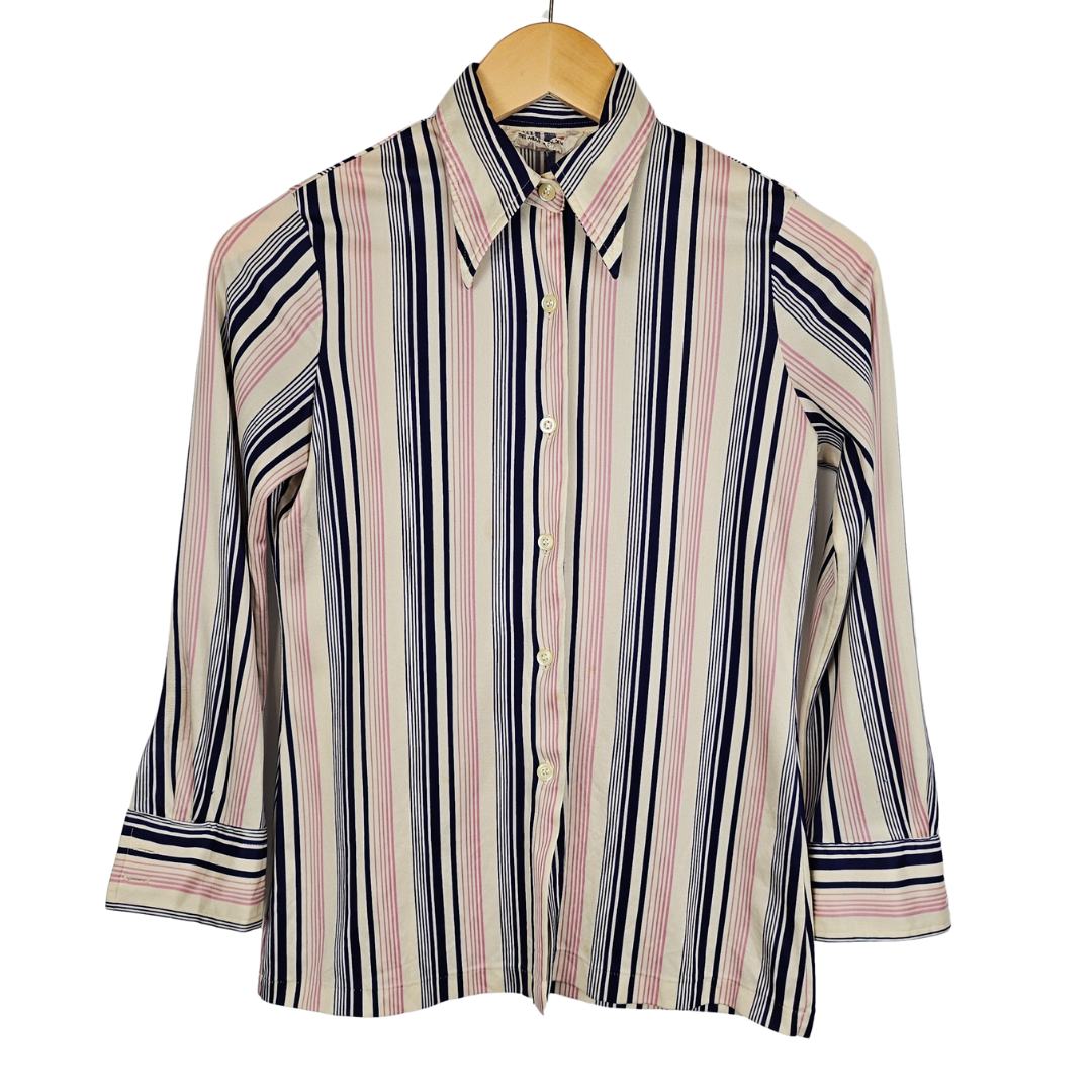 Sataeyu Blue and Pink Stripe Retro Shirt