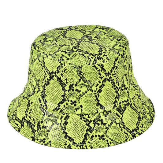 Green Snake Print Bucket Hat