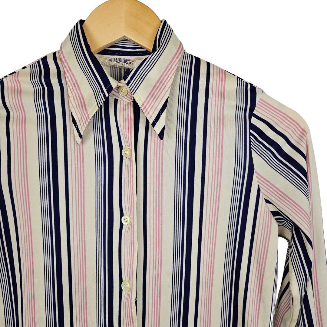 Sataeyu Blue and Pink Stripe Retro Shirt