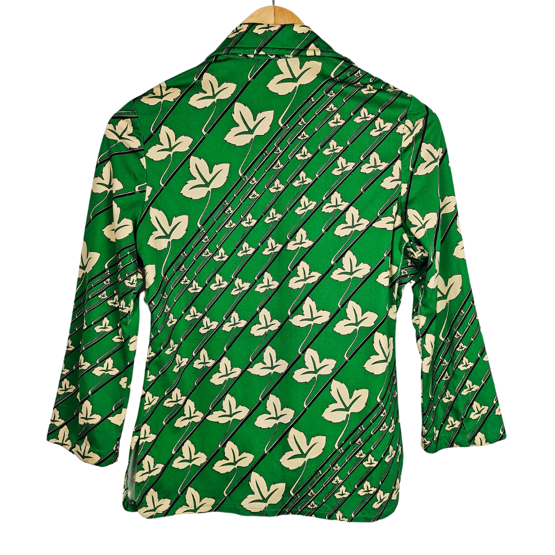 Renoir Green Leaf Print Retro Shirt