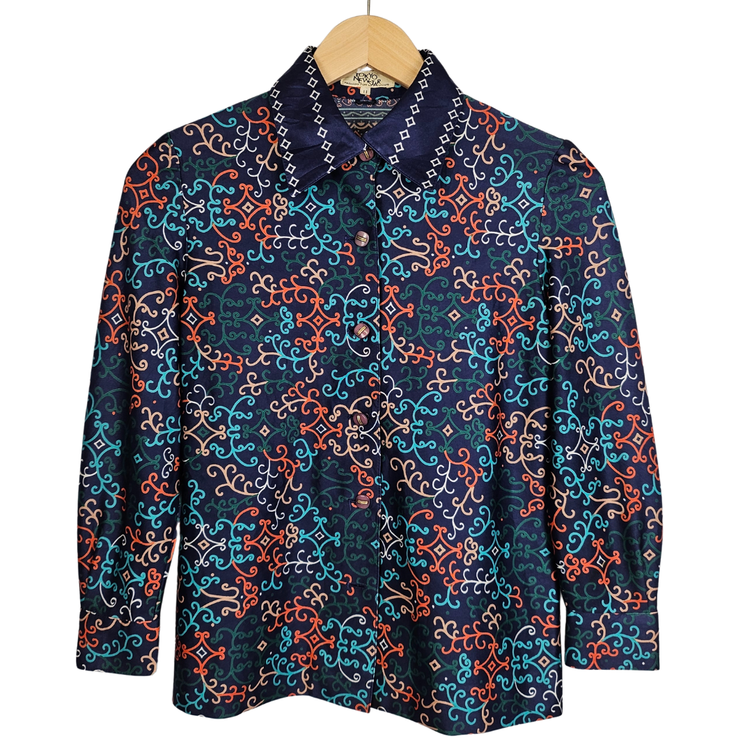 Tokyo New Star Navy Multi Graphic Print Retro Shirt