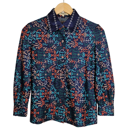 Tokyo New Star Navy Multi Graphic Print Retro Shirt