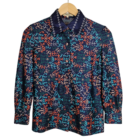 Tokyo New Star Navy Multi Graphic Print Retro Shirt