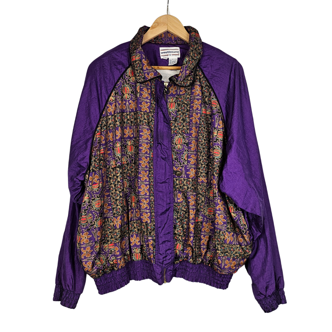 Westbound II Purple Retro Print Zip up Jacket - XXL