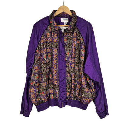 Westbound II Purple Retro Print Zip up Jacket - XXL