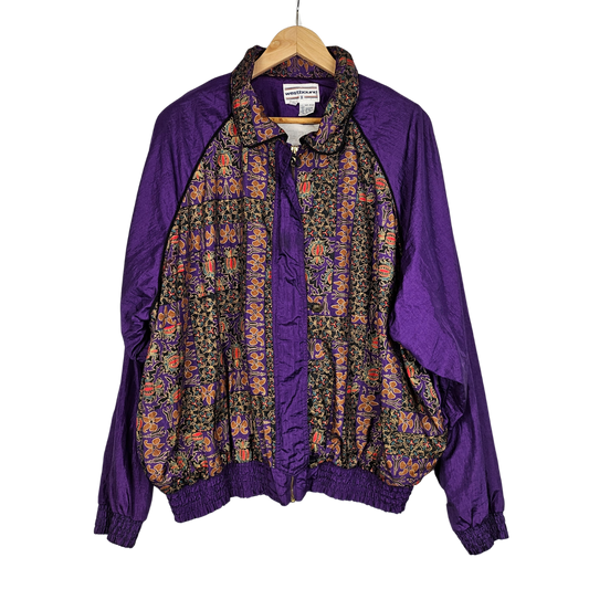 Westbound II Purple Retro Print Zip up Jacket - XXL