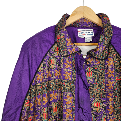 Westbound II Purple Retro Print Zip up Jacket - XXL