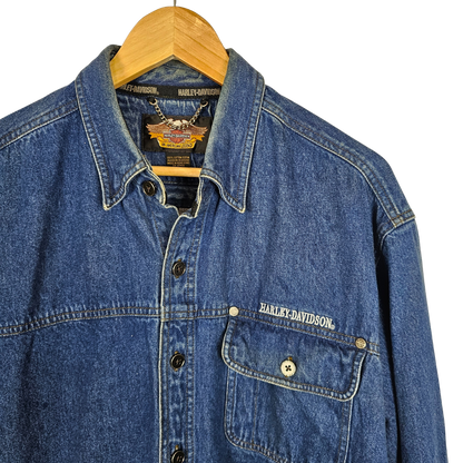 Harley Davidson Dark Denim Shirt with Metal Button detail - L