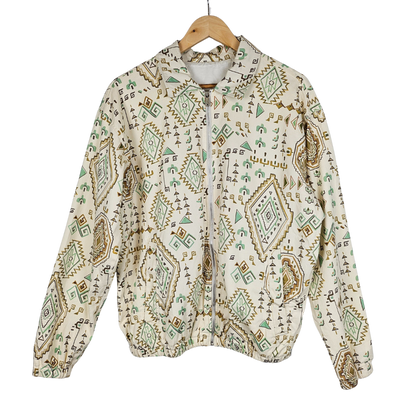 Aztec Print Zip Up Retro Jacket - L