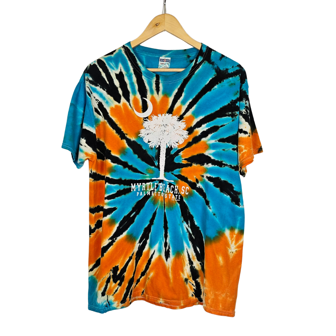 Myrtle Beach Orange and Blue Tie Dye T-shirt - L