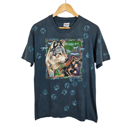 Hanes Beefy Wolf and Bear All Over Print T-Shirt - M