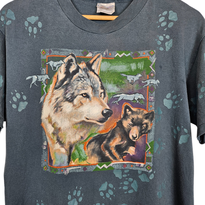 Hanes Beefy Wolf and Bear All Over Print T-Shirt - M