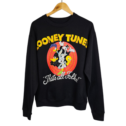 Looney Tunes Official Character 'Thats All Folks!' Print Sweatshirt - M