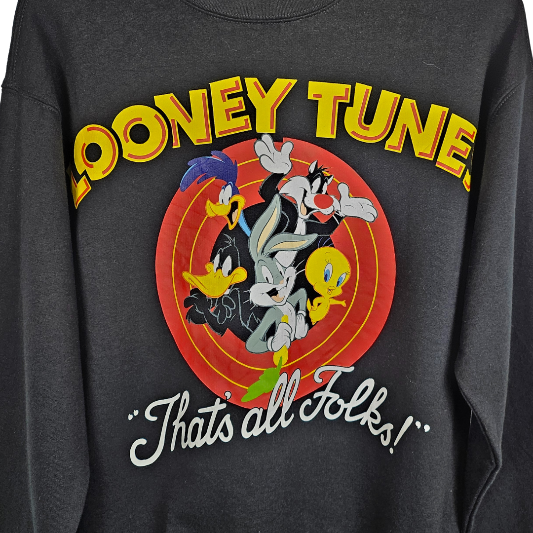 Looney Tunes Official Character 'Thats All Folks!' Print Sweatshirt - M