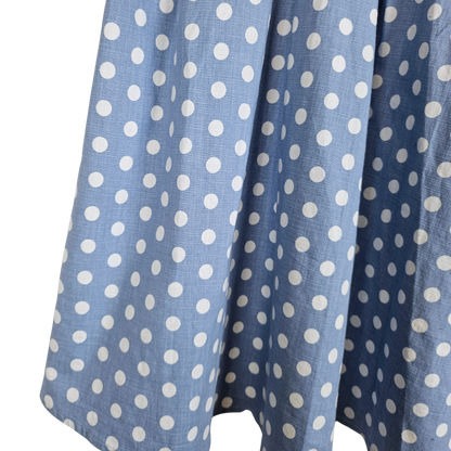 Blue Pleated White Polka Dot Skirt