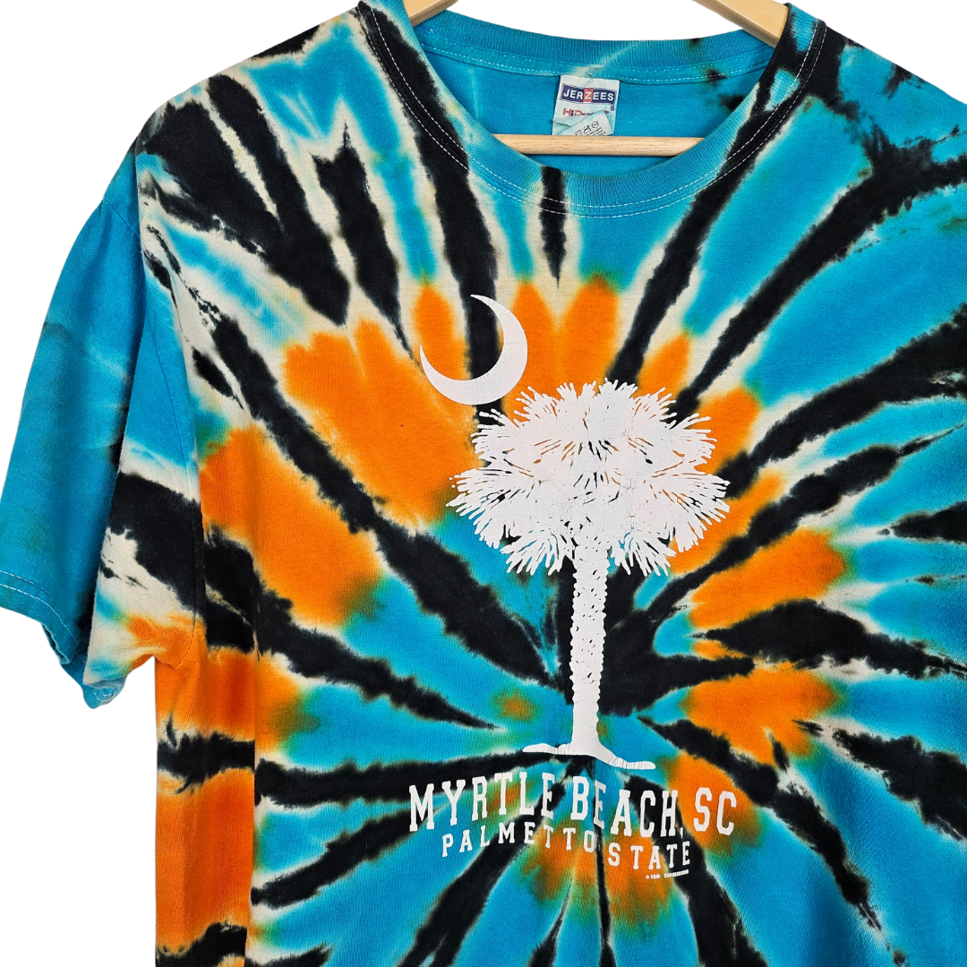 Myrtle Beach Orange and Blue Tie Dye T-shirt - L