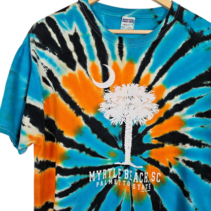 Myrtle Beach Orange and Blue Tie Dye T-shirt - L