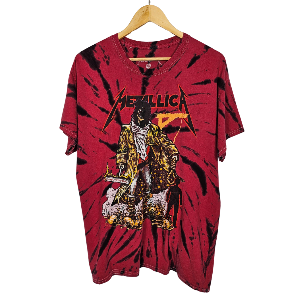 Metallica Official Red Tie Dye Print T-Shirt - L