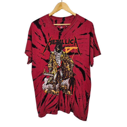 Metallica Official Red Tie Dye Print T-Shirt - L