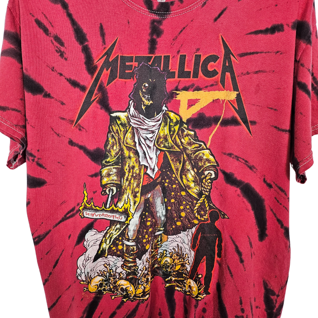 Metallica Official Red Tie Dye Print T-Shirt - L