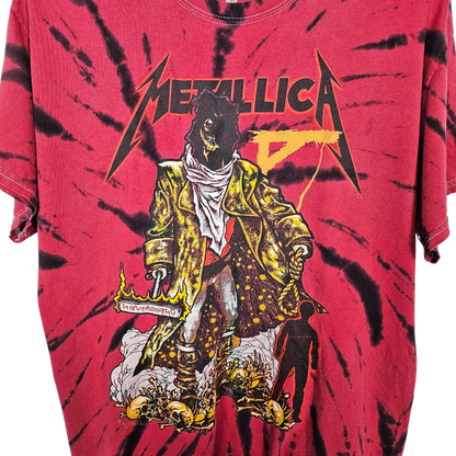 Metallica Official Red Tie Dye Print T-Shirt - L