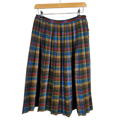 Marella Pleated Wool skirt with Plaid Print