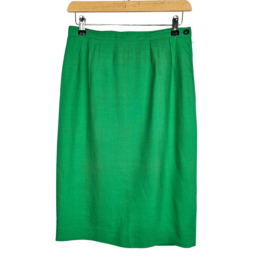 Fodera Green Pencil Skirt with Side Pleat