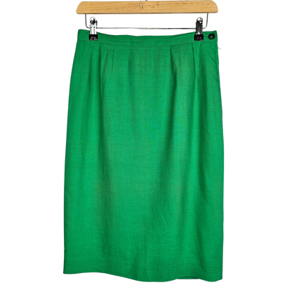 Fodera Green Pencil Skirt with Side Pleat