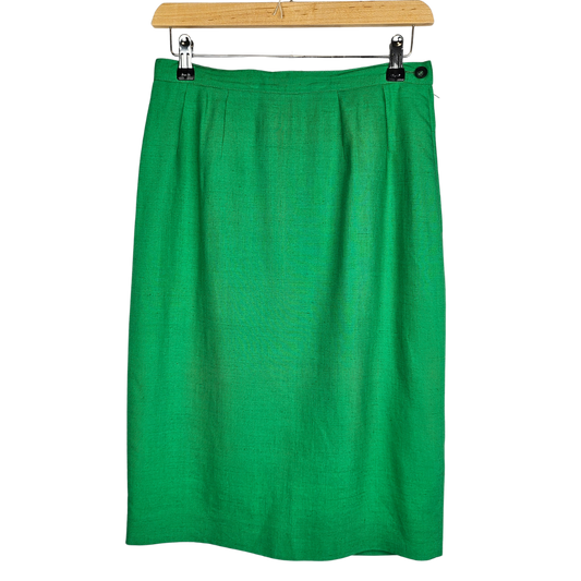 Fodera Green Pencil Skirt with Side Pleat