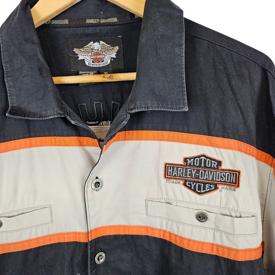 Harley Davidson Logo Embroidered Back Shirt - XL