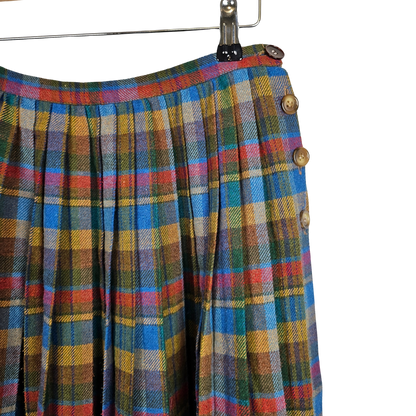 Marella Pleated Wool skirt with Plaid Print