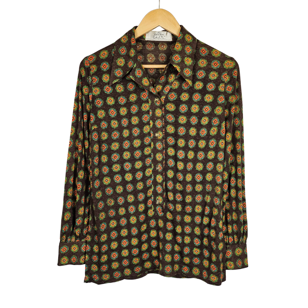 Leodor Indian Print Pullover Retro Shirt