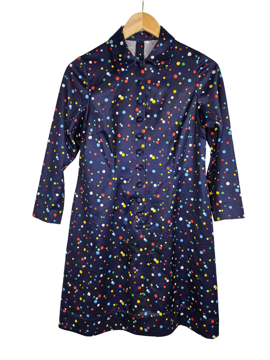 Colour Dot Navy A Line Dress