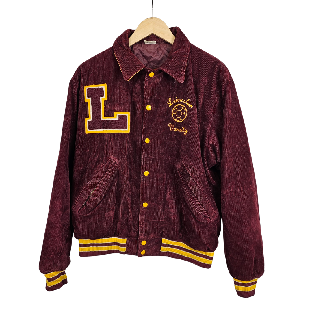 Birdie by Richard and Leslie Corduroy Collared Varsity Jacket - L