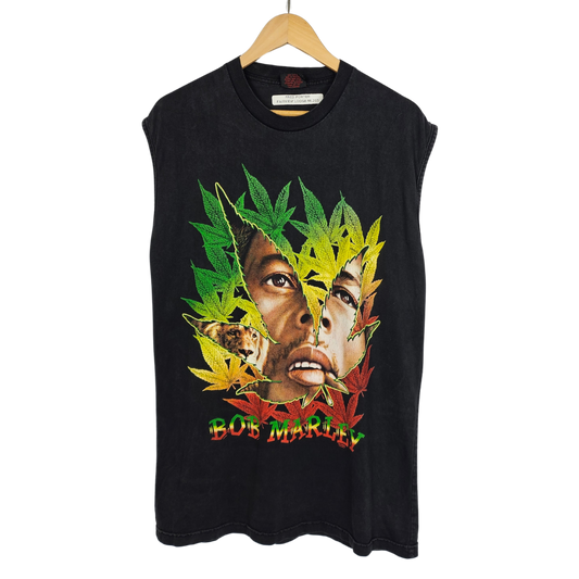 Bob Marley Print Sleeveless T-Shirt - XL