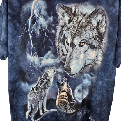 The Mountain Blue Wolf Print T-Shirt - L