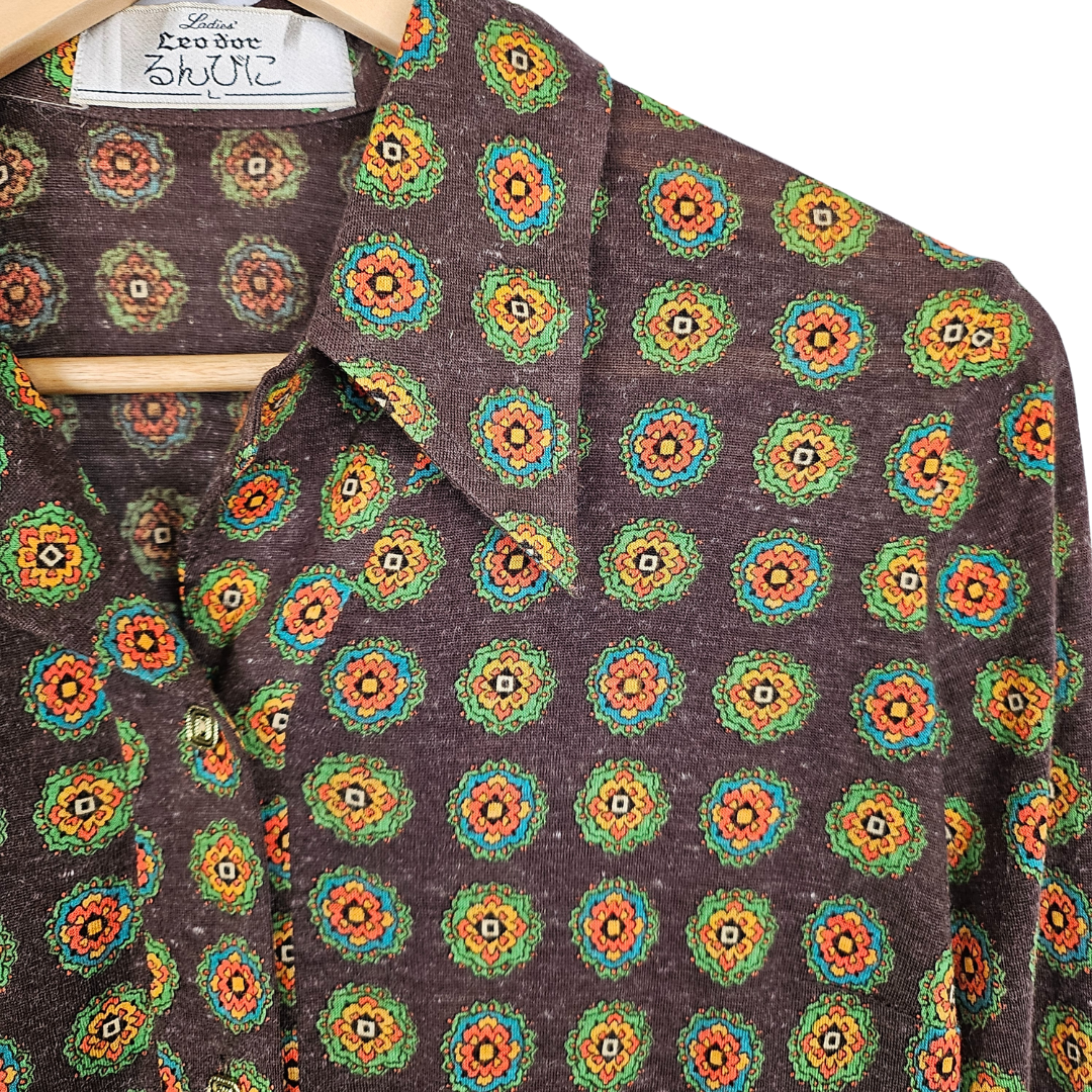 Leodor Indian Print Pullover Retro Shirt