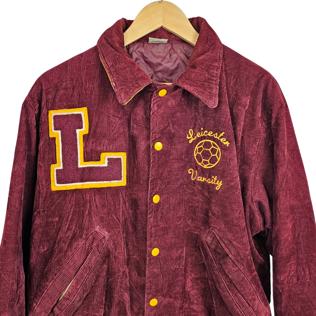 Birdie by Richard and Leslie Corduroy Collared Varsity Jacket - L