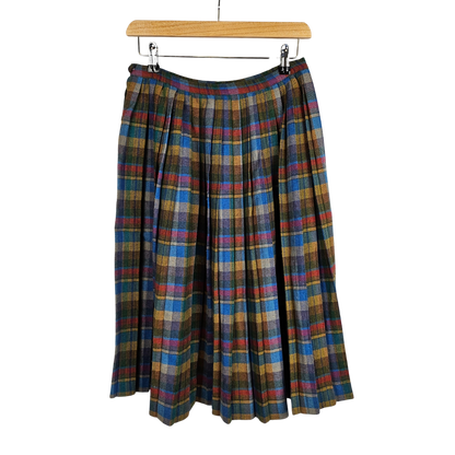 Marella Pleated Wool skirt with Plaid Print