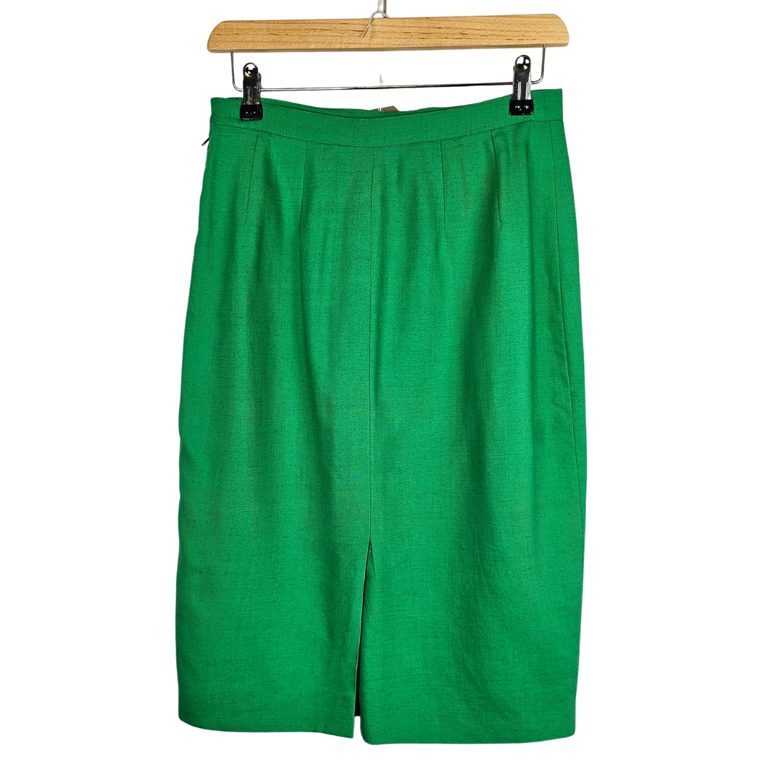 Fodera Green Pencil Skirt with Side Pleat